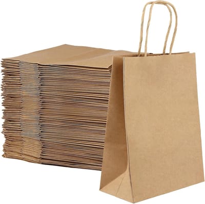 100 Stuks Bruine Papieren Tassen met Gedraaide Handvatten, Kleine Kraft Tassen voor Bruiloft, Feest en Cadeaus