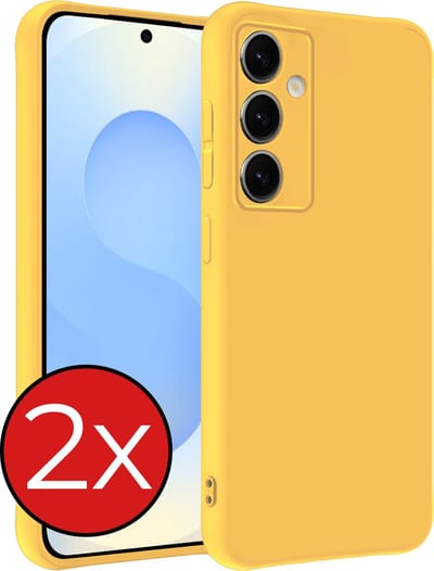 Hoesje - 2 Stuks - Geschikt voor Samsung Galaxy S25 - Sterk & Shockproof - Telefoonhoes - Back Cover - Case Siliconen - Telefoon Hoes - Geel