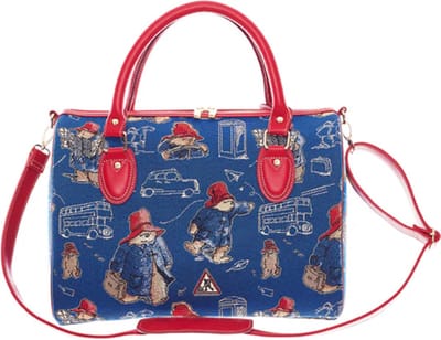 Grote handtas - Paddington Bear - Beertje Paddington - Blauwe achtergrond - met schouderband
