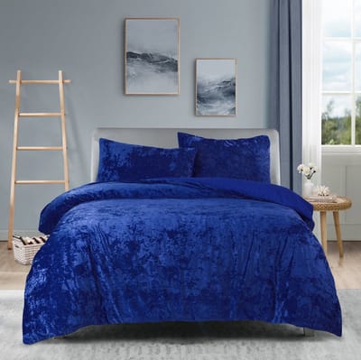 Princessdekbedovertrek Crushed Velvet -Soft Touch - Fluweel - Dekbedovertrek met Drukknopen-Tweepersoons -200x200/220 cm +2 kussenslopen 60x70 cm- Donker Blauw