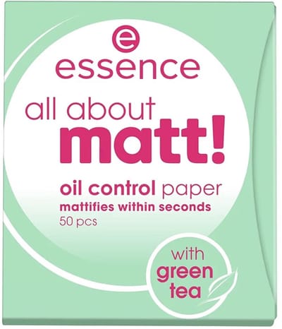 Essence All About Matte Olie-Absorberende Blaadjes – 50 Stuks – Matterende Gezichtsdoekjes met Groene Thee – Tegen Glans en Overtollig Talg