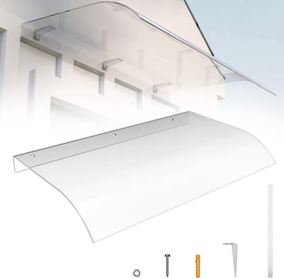 Deurluifel / Voordeurluifel PET 50x80 cm – Transparant, UV-bestendig, Slagvast & Zelfreinigend – Regen- en Sneeuwbescherming – Eenvoudige Montage
