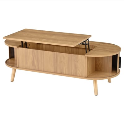 Salontafel met liftblad - Houten salontafel - In hoogte verstelbaar - Verborgen opbergruimte - 30kg draagkracht - Woonkamer - 120x50x39,5cm - Houtkleur