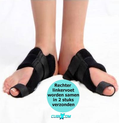 CUBEXCOM® Teenspreider, Hallux Valgus Grote Teencorrector, Teenspreiders Voor Hallux Valgus, Teencorrector, Bunion Corrector, Voet Brace Orthopedische Corrector, Teenscheiders, Bunion Corrector, ZWART, 2 STUK, Rechter- En Linkervoet Samen, Universal