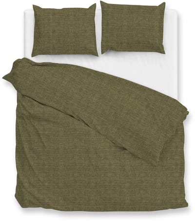 Zohome Dekbedovertrek Flanella di Lino - Olijfgroen - Tweepersoons - Dekbedhoes van 100% Katoen-Flanel - Uni - 200x220 + 2 slopen 60/70 cm