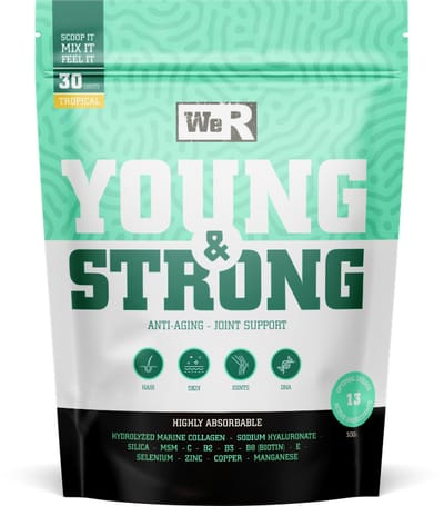 We'R Young & Strong -(30serving)- Anti-aging - verjongt huid, haar en nagels - versoepelt gewrichten en pezen- hoog gedoseerd - 13 ingrediënten - wetenschappelijke formule - gehydrolyseerd collageen - hyaluronzuur - MSM - bamboo extract
