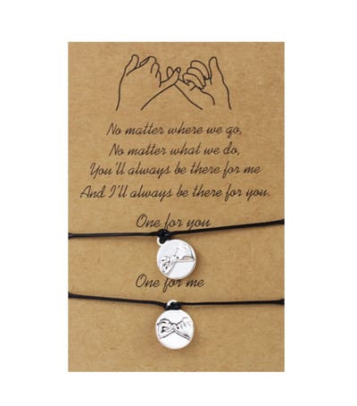 Bixorp Friends Vriendschapsarmbandjes voor 2 met Zilverkleurige Pinky Promise - BFF ArmbandMeisjes - Best Friends Armband Vriendschap Cadeau voor Twee