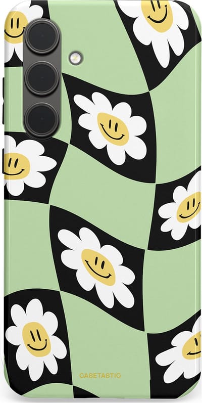 Casetastic hoesje geschikt voor Samsung Galaxy S24 Plus - Dubbellaagse bescherming - Golvende madeliefjes - Fashion Case - Mintgroen Zwart Wit Beige