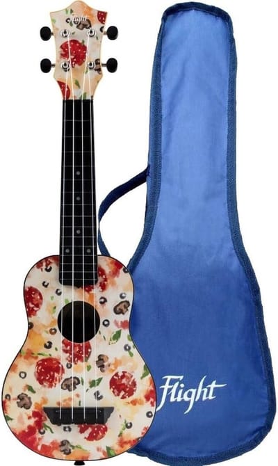 Flight TUS-40 PIZZA Soprano Ukulele met Linden Top, ABS Body en Pizza Print