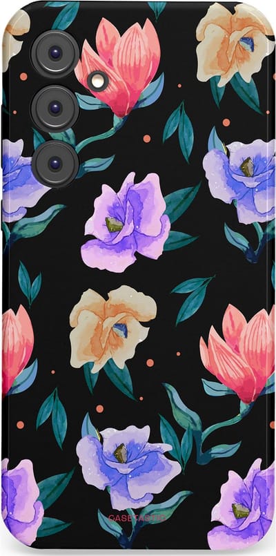 Casetastic hoesje geschikt voor Samsung Galaxy A35 - Dubbellaagse bescherming - Avondtuin - Fashion Case - Zwart Petrol Lavendel