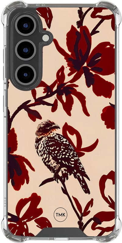 Shockproof hoesje geschikt voor Samsung Galaxy S25 FE - Bloemenpracht - Schokbestendig - Verhoogde randen - TPU case - Extra Sterke Back Cover - Bloemen - Transparant, Rood