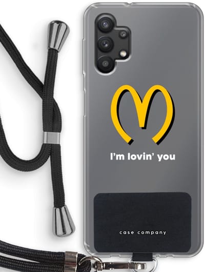 Case Company® - Hoesje met koord geschikt voor Samsung Galaxy A32 5G hoesje met Koord - I'm lovin' you - Telefoonhoesje met Zwart Koord - Bescherming aan alle Kanten en Over de Schermrand