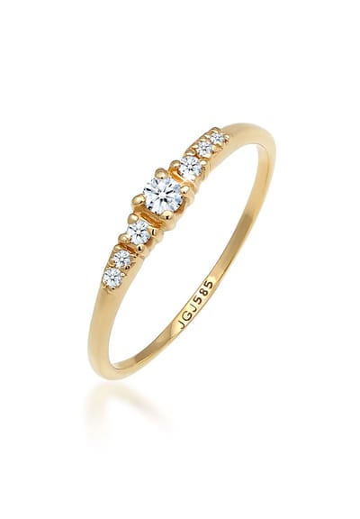 Elli PREMIUM - Ring - Dames Verloving Elegant met Diamanten (0.11 ct.) in 585 Wit Goud - Dames
