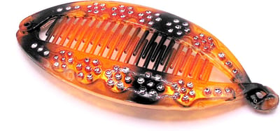 Bananenklem transparant bruin met strass