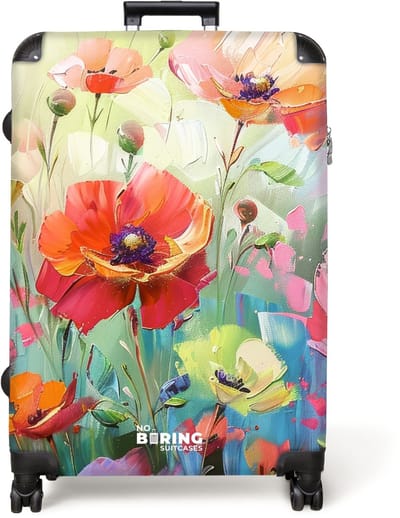 NoBoringSuitcases.com® - Koffer groot - Reiskoffer lichtgewicht - Abstracte bloemen - Rolkoffer met 4 wielen - Grote trolley XL - 98 liter bagage