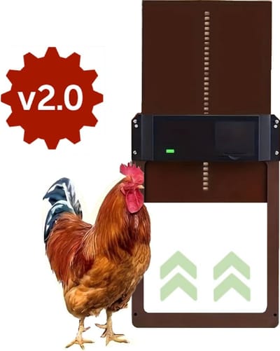 UniEgg® Automatische kippendeur 2.0 met lichtsensor functie op batterijen | Extra stevig 2e generatie | Geschikt voor honden, katten, knaagdieren en kippen | Waterdicht | Professioneel | Energiezuinig | Kippenluik | Kattenluik | Konijnenluik