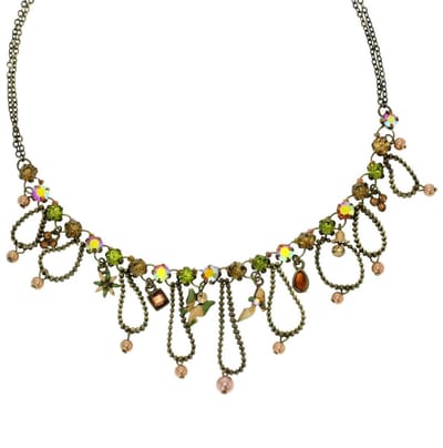 Behave - Dames Ketting Met Groene Stenen En Hangers - 41 Cm + 7 Cm Verlengketting