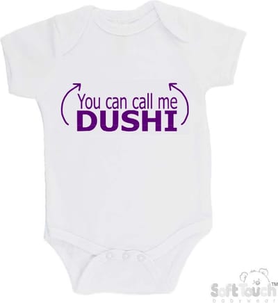 100% katoenen Romper "You can call me DUSHI" Meisjes Katoen Wit/paars Maat 56/62