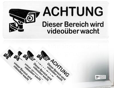 Zelfklevende Aluminium - Dailygoods- Videobewakingsbord 4 Stuks