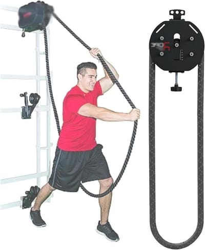 Touw Trainer Machine - Katrol Systeem - Bovenlichaam Training - Verstelbare Weerstand - 4 Meter Touw - Zwart