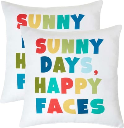 Homescapes buitenkussens – set van 2 tuinkussens & sierkussens voor tuin – waterafstotend & weerbestendig – 45x45 cm – veelkleurig, “Sunny Days” – voor tuin & terras