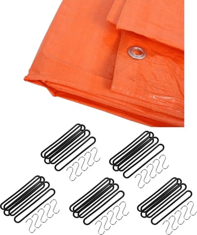 Benson - Afdekzeil oranje 6 x 8 meter met 25x spanrubbers en S-haken