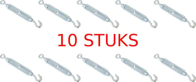 AMIG Draadspanner M6 110mm | Bereik 170 - 250mm | Haak / Oog | Voordeelverpakking 10 stuks | Spanschroef Spanner | Verzinkt Smeedstaal