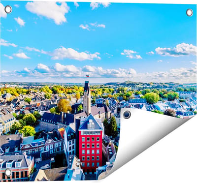 Gards Tuinposter Maastricht Stad met Huizen - 50x40 cm - Tuindoek - Tuindecoratie - Wanddecoratie buiten - Tuinschilderij