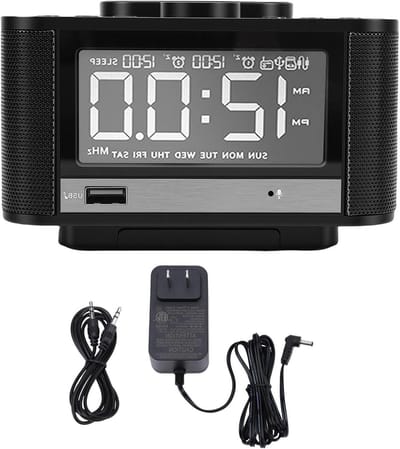 Desktop Luidsprekerwekker - Wekkerradio Bluetooth - Muziek Luisteren - Draadloos Opladen - 14 x 11 cm - Zwart