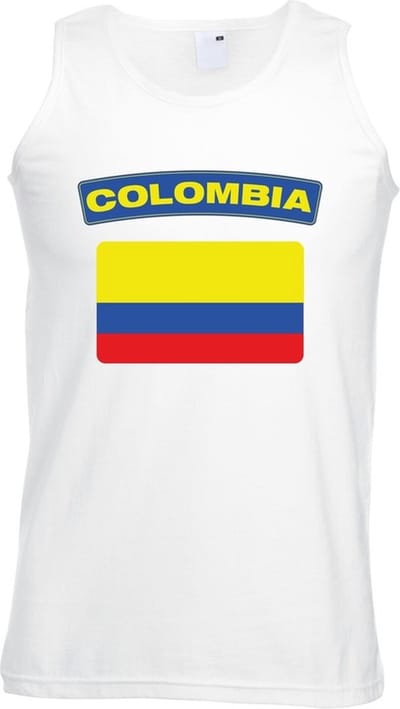 Colombia singlet shirt/ tanktop met Colombiaanse vlag wit heren S