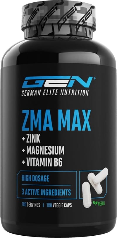 ZMA MAX - 180 Capsules - Zink + Magnesium + Vitamine B6 - Premium: Met 3 Magnesiumverbindingen - Extra Hoge Dosis - Veganistisch