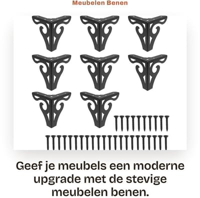 Dailygoods- Meubelen Benen 10 cm Hoogte - Meubelpoten Set van 8 - Met Schroeven - Zwarte Metalen Poten - Duurzaam en Ondersteunend - Antislip Onderkant