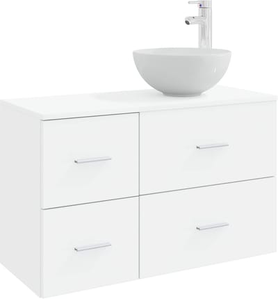 vidaXL - Badkamermeubel - Set - 2 - st - Wit - Bewerkt - hout