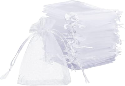 120 Stuks Organza Tassen Wit voor Sieraden en Cadeaus - 7 x 9 cm, Perfect voor Feestjes en Bruiloften