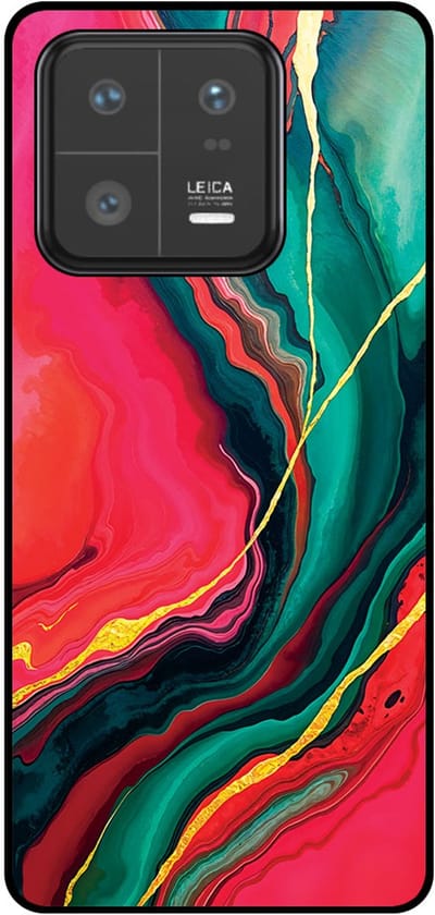 Smartphonica Telefoonhoesje Geschikt voor Xiaomi 13 Pro met Rood Groen Marmer Opdruk - TPU Backcover Case Red Green Marble Design geschikt voor Xiaomi 13 Pro