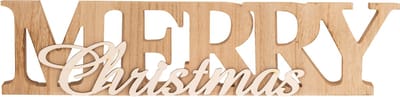 KERST LETTERDECO MERRY CHRISTMAS NATUUR 42X10X H2,3CM LANGWERPIG HOUT