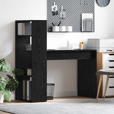 vidaXL - Bureau - Zwart - Eiken - Bewerkt - hout - 113 - x - 54 - x - 120 - cm