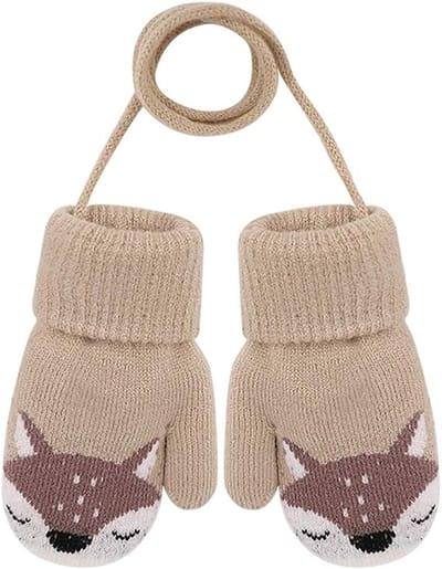 Winterhandschoenen - Gebreide handschoenen voor jongens en meisjes - Warme fleecevoering - Geschikt voor kinderen van 0-3 jaar