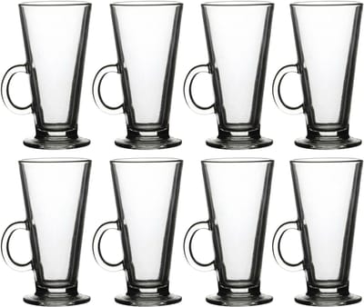 Urban Living Koffie glas - 8x - latte macchiato - met oor - 280 ml - transparant