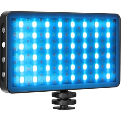 Draagbaar RGB Videolicht LED Invullicht Paneel 3000K8500K Dimbaar 12 Lichteffecten CRI97+ zwart