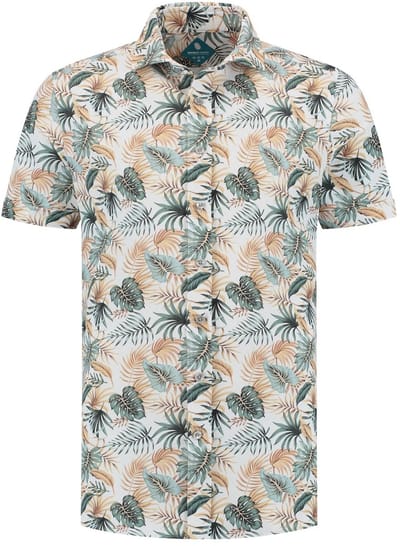 District Indigo Korte Mouw Overhemd Pique Performance Print Blauw (7.41.029.716 - 348)
