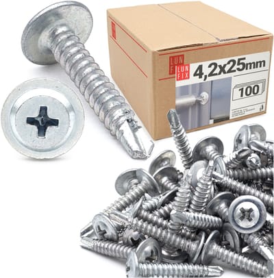 LUN FIX - Bohrschrauben 4,2 x 25 mm - 100 stuks - Zelfborende - Metaal schroeven