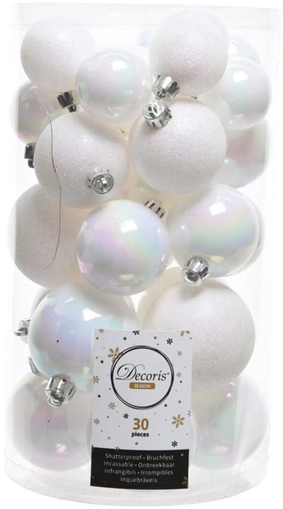 Decoris kerstballen - 90x st - parelmoer wit - 4, 5 en 6 cm - kunststof - kerstversiering