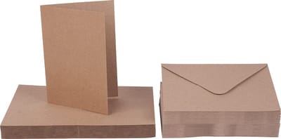 Dailygoods- Dubbele Kaarten 50 Stuks - Kraftpapier - Bijpassende Enveloppen - DIN A6 - Vintage Design - 280 g/m² Dikte - Kaartenset