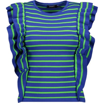 ONLY  - Maat L - ONLSANDY SL LONG RUFFLE O-NECK KNT Dames Trui