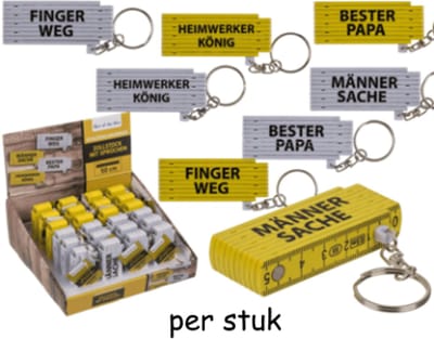 Sleutelhanger, plastic vouwliniaal met tekst
