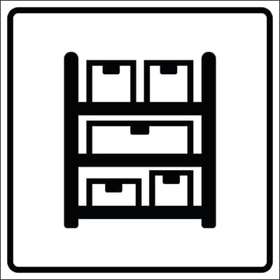Voorraadkast sticker, wit zwart 100 x 100 mm