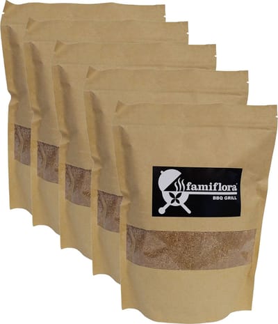 Famiflora BBQ rookmot - Natuurlijk (5 stuks á 1500 gram) - Ideaal rookmeel voor vis, rund- en varkensvlees