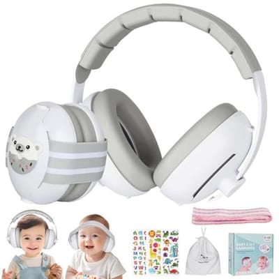 Gehoorbescherming voor Baby's - 2-in-1 Babygehoorbescherming, Geluidsreductie 25dB, Verstelbare Hoofdband, Comfortabel en Licht Ontwerp