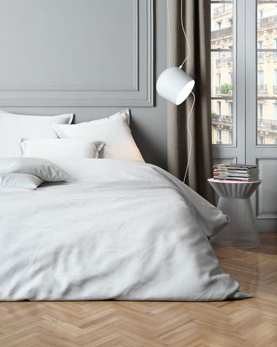 Mistral Home - DEKBEDOVERTREK - katoensatijn - 140 x 200 cm + 65 x 65 cm - eenpersoons - effen kleur - wit